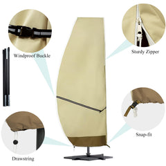 Lebouri mid-section buckle and drawstring securing cover against wind
