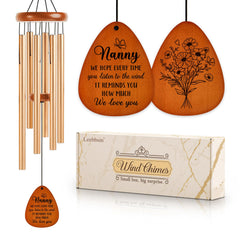 Leebbsin front view showing full 36 inch wind chime and packaging, perfect gift