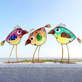 LEGIFO front view of three colorful birds showing vibrant yard art benefits