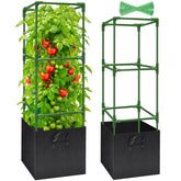 Legigo front view showing two 47 inch square cages and two 17 gallon grow bags for sturdy plant support
