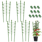 Legigo front view of four 30-inch plant cages showing full set and clips for tidy garden support
