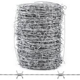 LEIFIDE front view of 500ft galvanized barbed wire roll showing length benefit