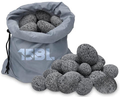LEIMO KPARTS front packaging showing 15-lb box and natural lava rocks for convenience