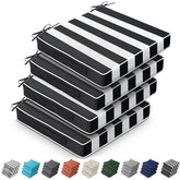 Leinuosen front view of four black stripe cushion covers showing clean design and protection