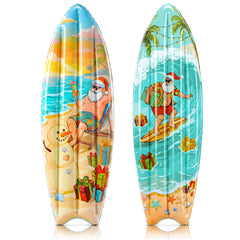 Leinuosen front view of both inflatable surfboards showing colorful designs and easy party benefit