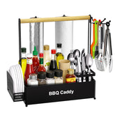 LELOCLE grill caddy front view showing organized compartments and quick access