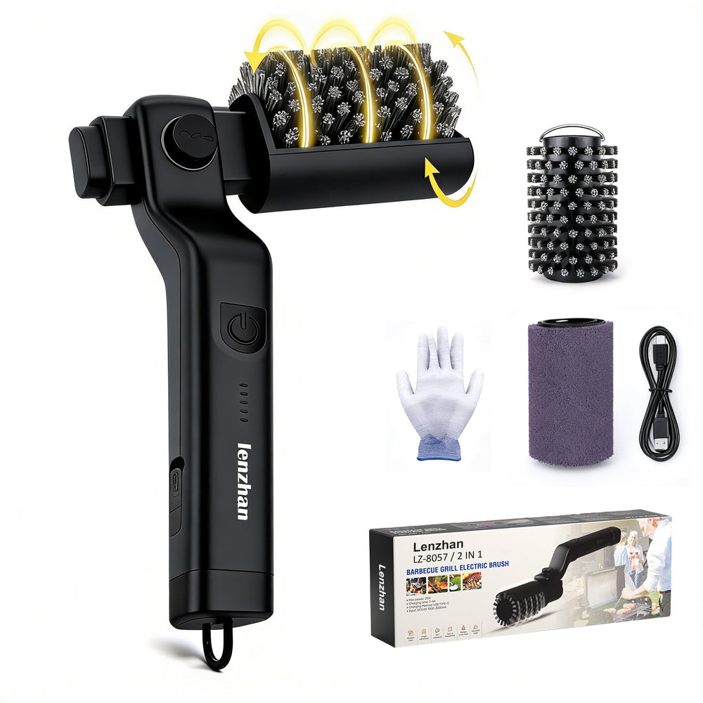 lenzhan front view showing brush head, clear control layout and ergonomic grip