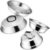 Leonyo front view of four stainless steel domes showing durability and coverage benefit