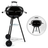 Leonyo front view showing full kettle and cooking grate, highlights portability