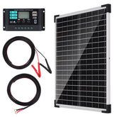 LEPITERY front view of 25W solar panel showing frame and glass, highlights durable weather resistance