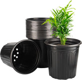 LepoHome front view of 12-pack black nursery pots showing capacity