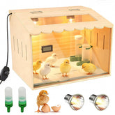 Lerphado front view of brooder box showing clear window and secure latch benefit monitoring