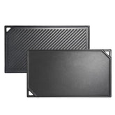 Leship rectangular griddle front view showing shape and handles for versatile cooking