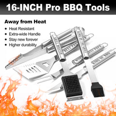LEWARAN full tool set displayed on a grill, easy organization benefit