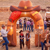 Leyndo front view of 8ft cowboy arch showing themed entrance and instant party impact