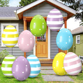 Leyndo front view of 10-pack inflatable eggs, bright yard enhancement