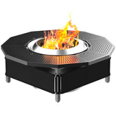 Lezbanz front view installed on Solo Stove showing stable tabletop surface and safety benefit