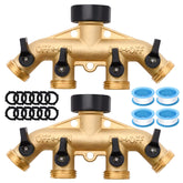 LFSEMINI front view brass splitter showing four outlets and durable construction