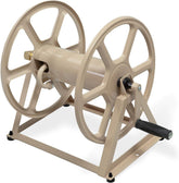 Liberty Garden front view of tan 709 reel showing full drum and connection port for neat storage