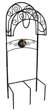 Liberty Garden front view of black Carrington hose stand showing overall design and neat hose storage