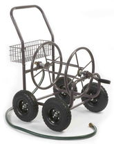 Liberty Garden front view of bronze reel cart showing sturdy build and capacity