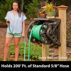 Liberty Garden metal water connection and included 6-foot leader hose for instant hookup