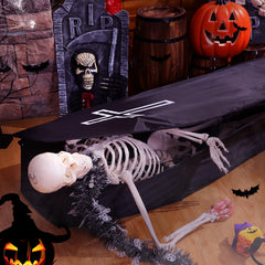 Libima assembled coffin with skeleton inside demonstrating spooky staging