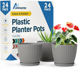 Lifemaster front view of 24-pack showing minimalist gray planters protecting surfaces