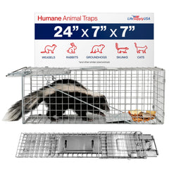 LifeSupplyUSA front view of 24 inch trap showing full cage and entry benefit
