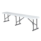 LIFETIME bench front view showing full 6-foot seating and stability benefit