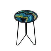 LIFFY front view of metal and glass side table showing compact footprint and style