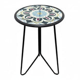 LIFFY front view of round glass side table showing sleek design and portability