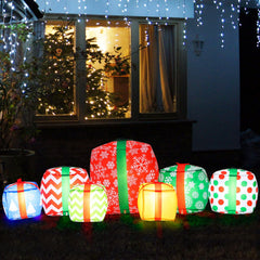Liliful front view of inflated gift boxes showing festive curb appeal