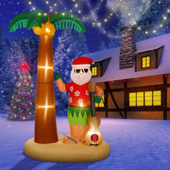 Liliful front view of 8ft Hula Santa inflatable showing festive island design and curb appeal