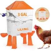 Lilyang front view of 3-gallon automatic chicken waterer showing full unit and benefits