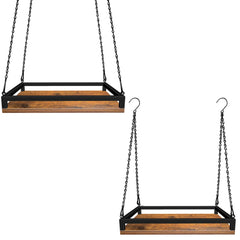 Lilybud--lily front view of wooden hanging shelf showing clean lines and sturdy build for stylish display