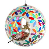 Lily's Home mosaic front view showing colorful floral pattern and feeding opening, enhances garden decor