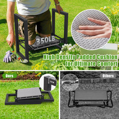 Lilyvane in use with gardener kneeling to reduce knee strain benefit