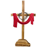 Lineshading front view of full 59-inch standing cross showing rustic presence and focal impact