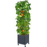 LINEX front view raised planter showing full trellis and container, enhances vertical growing