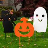 Lingvee front view of three ghost yard signs showing coordinated display benefit