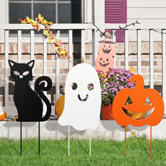 Lingvee pumpkin stake detail emphasizing color and weather-resistant metal paint