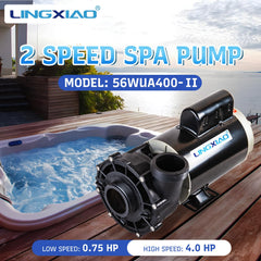 LINGXIAO spa pump side view highlighting sturdy frame for long life benefit