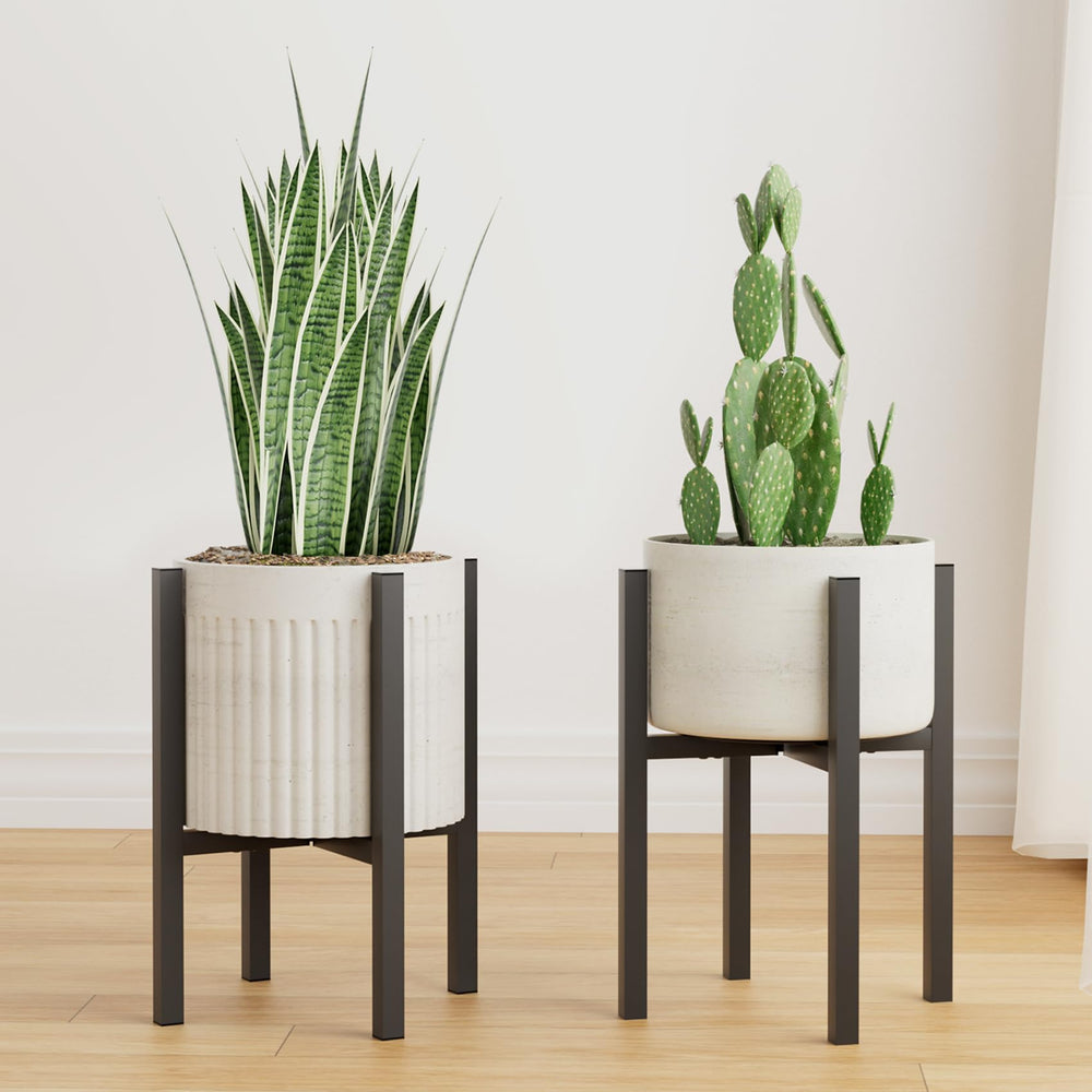 Linpla front view showing pair of stands and clean modern silhouette for display