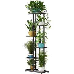 LINZINAR front view showing full six-tier stand and organized pots benefit display efficiency