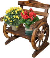 LIQING wagon planter front view showing rustic cedar and curb appeal