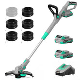 LiTHELi front view of trimmer showing compact design and 12-inch head for efficient mowing