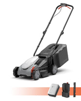 LiTHELi mower front profile showing compact design and easy maneuverability