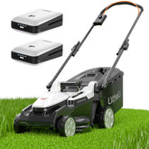 LiTHELi mower front view showing compact deck and easy maneuvering benefit
