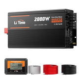 LiTime inverter front panel showing controls and benefits of easy monitoring
